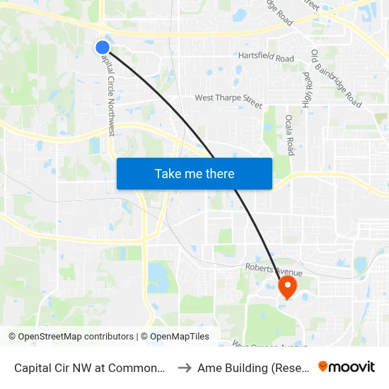 Capital Cir NW at Commonwealth Blvd to Ame Building (Research #4) map