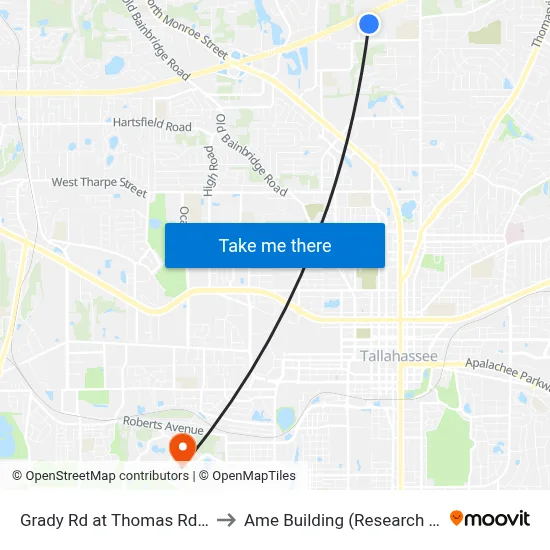 Grady Rd at Thomas Rd Eb to Ame Building (Research #4) map