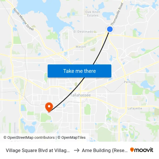 Village Square Blvd at Village Square Nb to Ame Building (Research #4) map