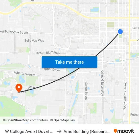 W College Ave at Duval St Eb to Ame Building (Research #4) map
