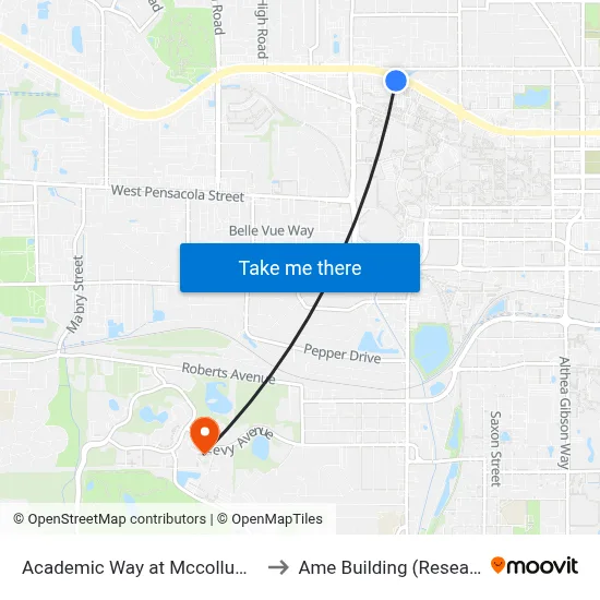 Academic Way at Mccollum Hall Wb to Ame Building (Research #4) map