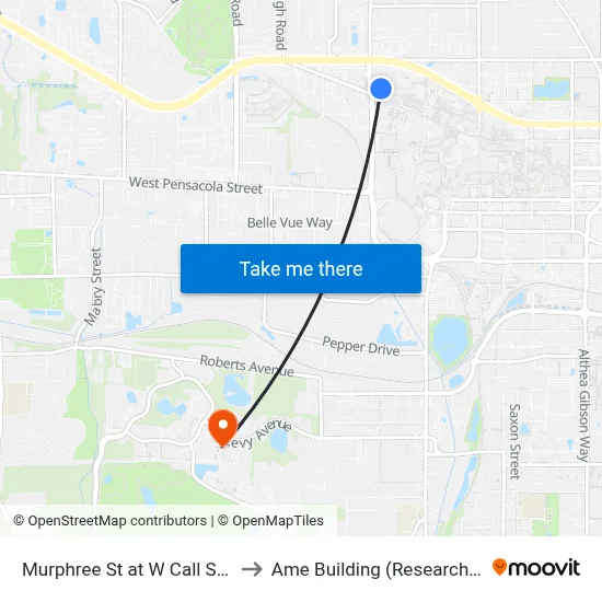 Murphree St at W Call St Nb to Ame Building (Research #4) map