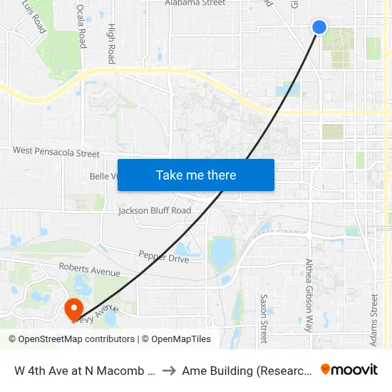 W 4th Ave at N Macomb St Eb to Ame Building (Research #4) map