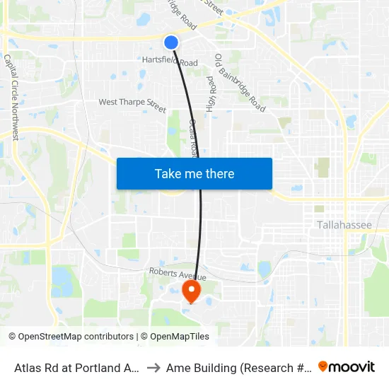 Atlas Rd at Portland Ave to Ame Building (Research #4) map