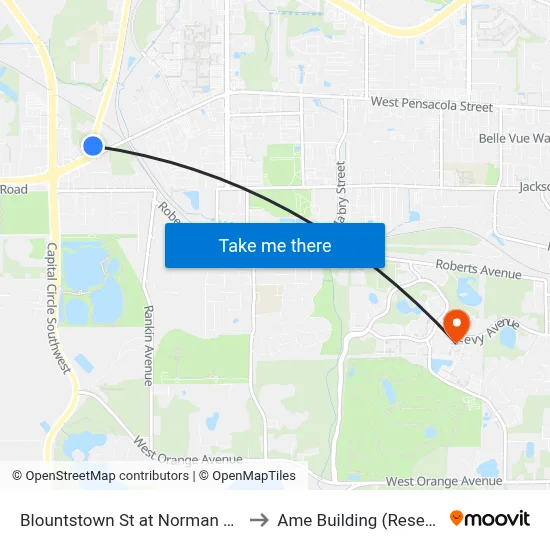 Blountstown St at Norman Park Dr Nb to Ame Building (Research #4) map