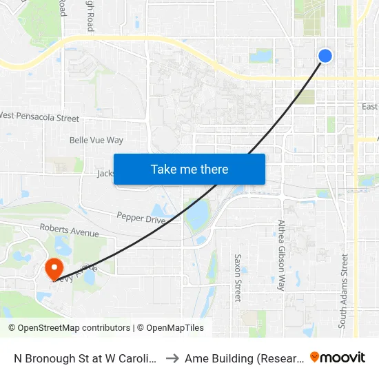 N Bronough St at W Carolina St Sb to Ame Building (Research #4) map