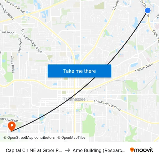 Capital Cir NE at Greer Rd Sb to Ame Building (Research #4) map