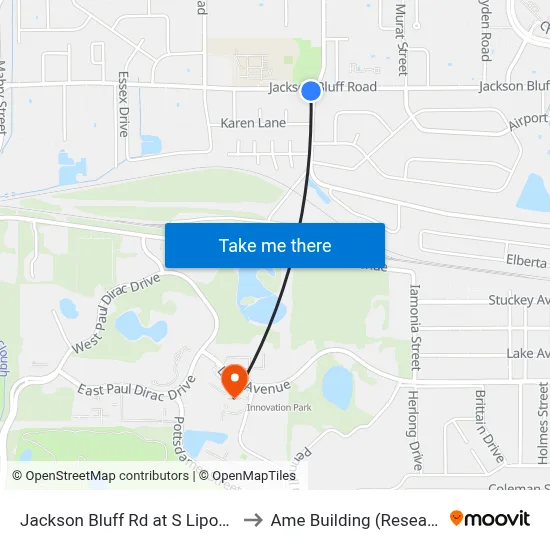 Jackson Bluff Rd at S Lipona Rd Eb to Ame Building (Research #4) map