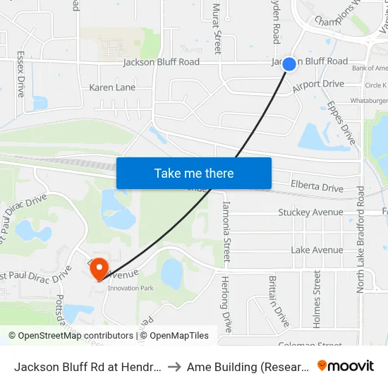 Jackson Bluff Rd at Hendry St Eb to Ame Building (Research #4) map