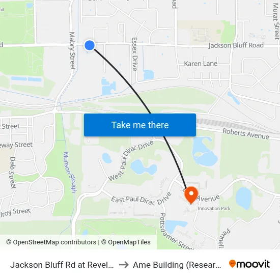 Jackson Bluff Rd at Revell St Eb to Ame Building (Research #4) map