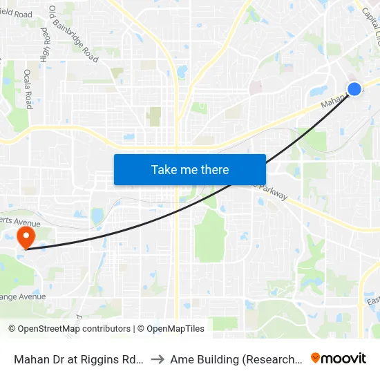 Mahan Dr at Riggins Rd Wb to Ame Building (Research #4) map