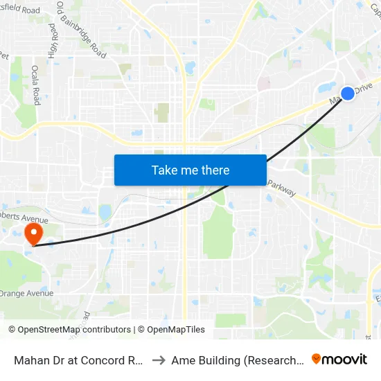 Mahan Dr at Concord Rd Eb to Ame Building (Research #4) map