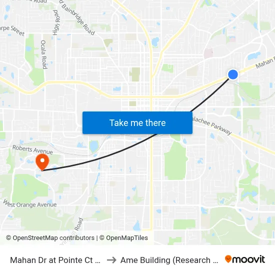 Mahan Dr at Pointe Ct Wb to Ame Building (Research #4) map