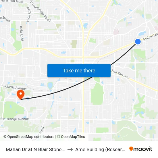 Mahan Dr at N Blair Stone Rd Eb to Ame Building (Research #4) map