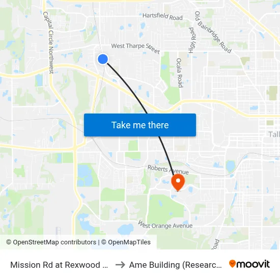 Mission Rd at Rexwood Dr Sb to Ame Building (Research #4) map