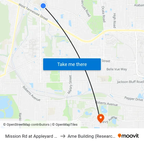 Mission Rd at Appleyard Dr Wb to Ame Building (Research #4) map
