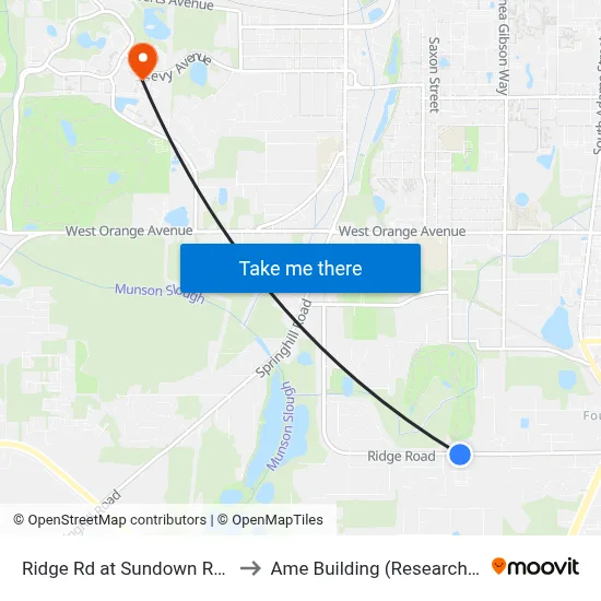 Ridge Rd at Sundown Rd Eb to Ame Building (Research #4) map