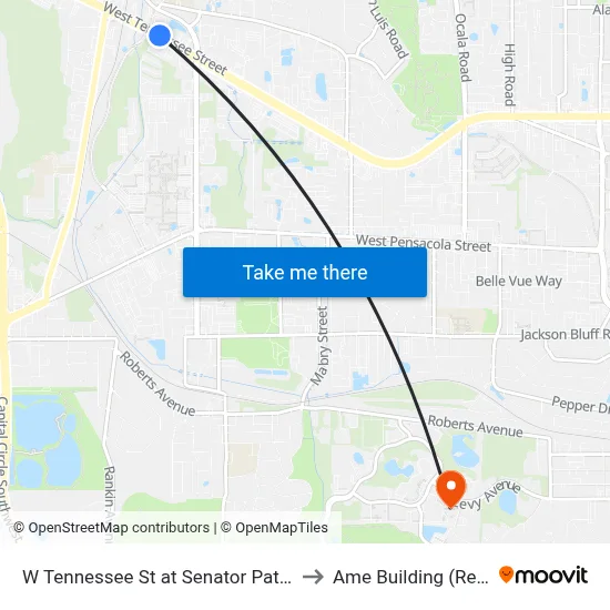 W Tennessee St at Senator Pat Thomas Blvd Wb to Ame Building (Research #4) map