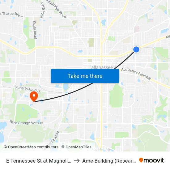 E Tennessee St at Magnolia Dr Eb to Ame Building (Research #4) map