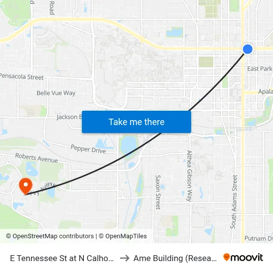 E Tennessee St at N Calhoun St Eb to Ame Building (Research #4) map