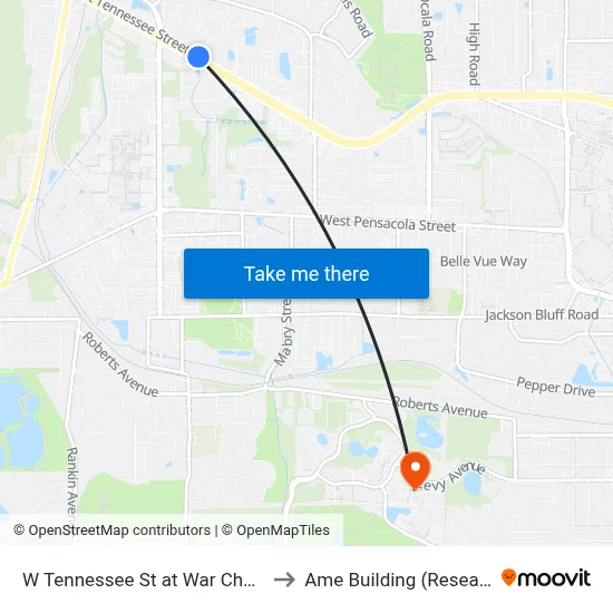 W Tennessee St at War Chant Dr Wb to Ame Building (Research #4) map