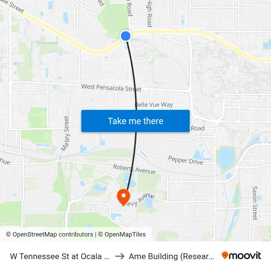 W Tennessee St at Ocala Rd Wb to Ame Building (Research #4) map