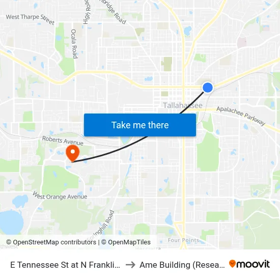 E Tennessee St at N Franklin Blvd Eb to Ame Building (Research #4) map