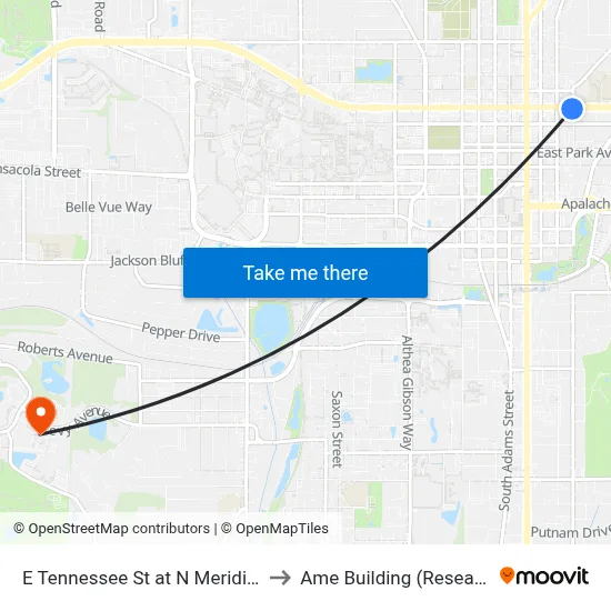 E Tennessee St at N Meridian St Eb to Ame Building (Research #4) map