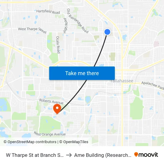 W Tharpe St at Branch St Eb to Ame Building (Research #4) map