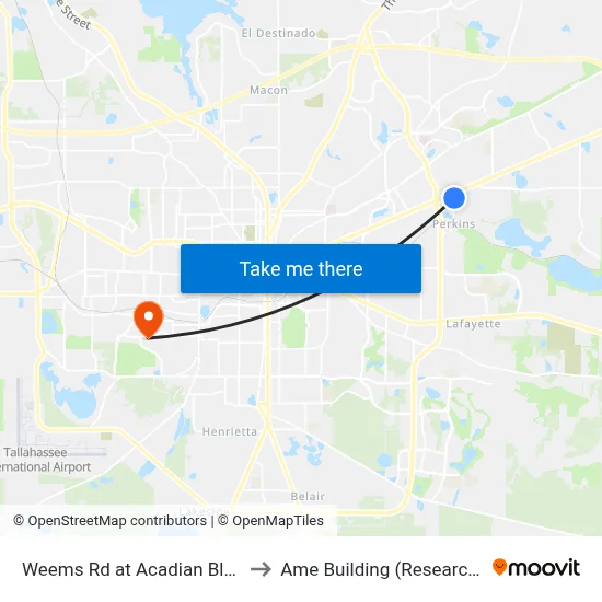 Weems Rd at Acadian Blvd Nb to Ame Building (Research #4) map