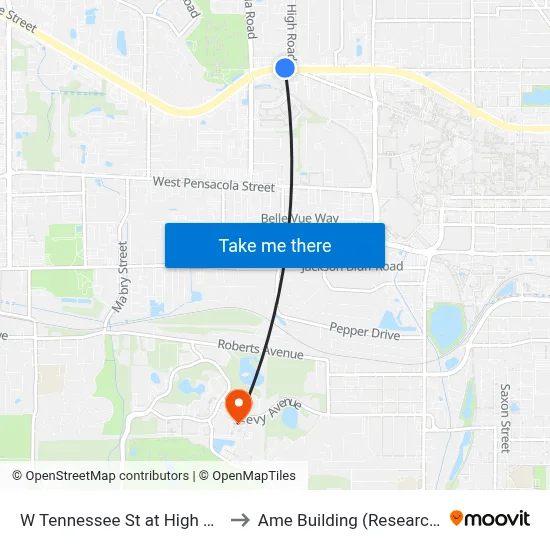 W Tennessee St at High Rd Wb to Ame Building (Research #4) map