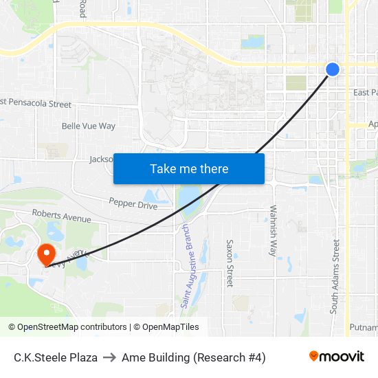 C.K.Steele Plaza to Ame Building (Research #4) map