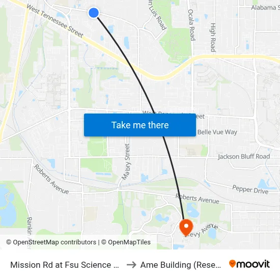 Mission Rd at Fsu Science Facility Eb to Ame Building (Research #4) map
