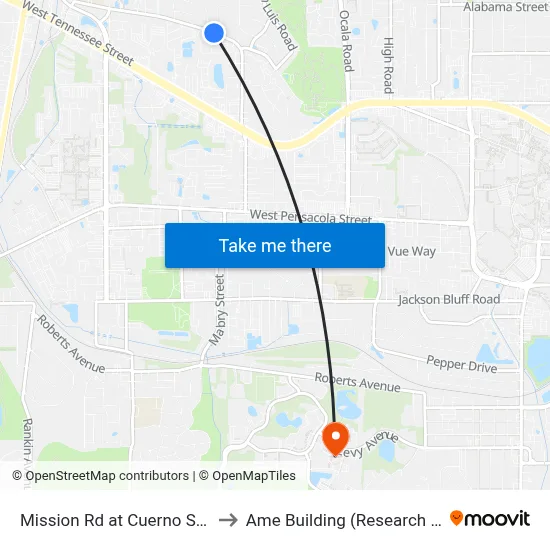 Mission Rd at Cuerno St Eb to Ame Building (Research #4) map