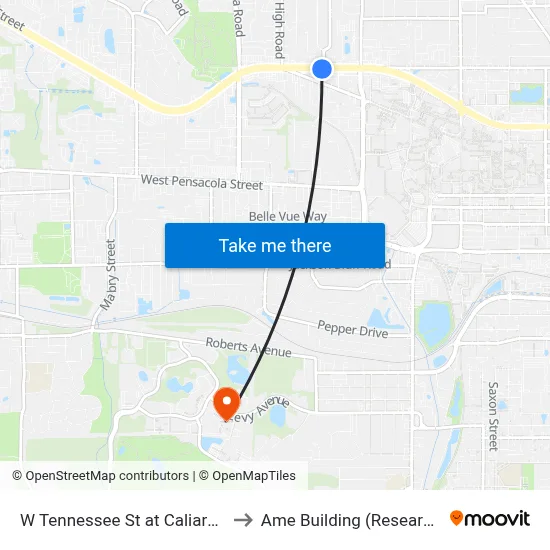 W Tennessee St at Caliark St Eb to Ame Building (Research #4) map