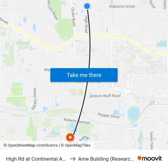 High Rd at Continental Ave Nb to Ame Building (Research #4) map