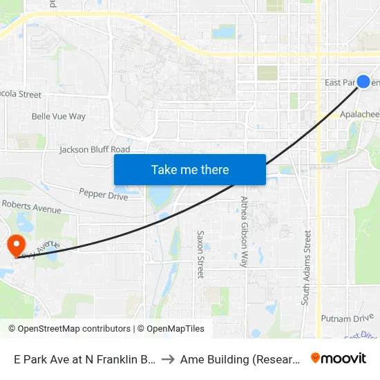 E Park Ave at N Franklin Blvd Eb to Ame Building (Research #4) map