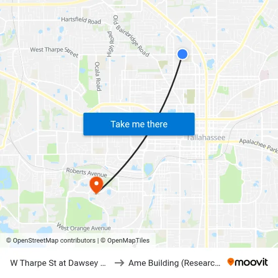 W Tharpe St at Dawsey St Wb to Ame Building (Research #4) map