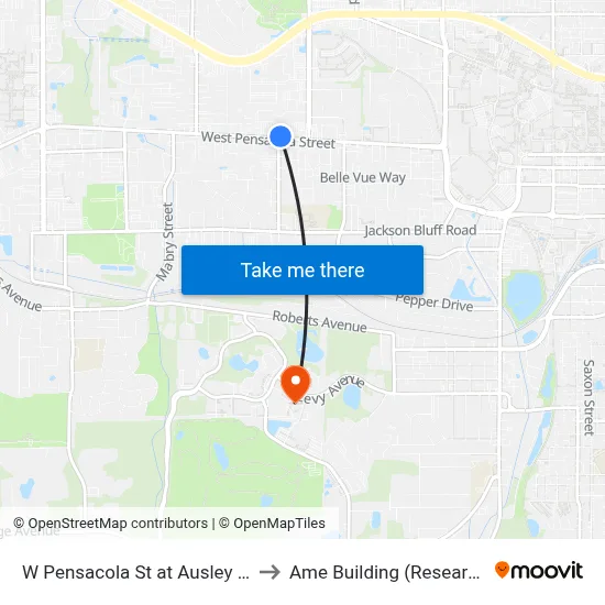 W Pensacola St at Ausley Rd Wb to Ame Building (Research #4) map