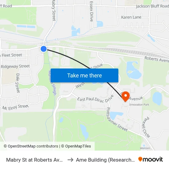 Mabry St at Roberts Ave Nb to Ame Building (Research #4) map