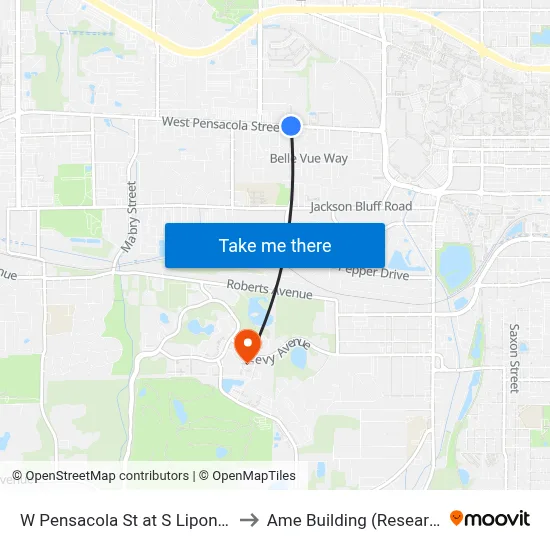 W Pensacola St at S Lipona Rd Eb to Ame Building (Research #4) map