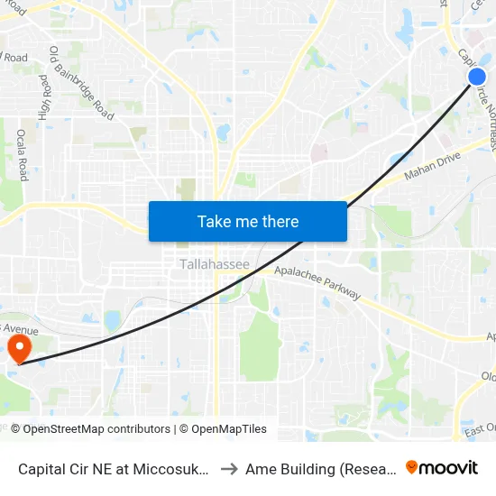 Capital Cir NE at Miccosukee Rd Nb to Ame Building (Research #4) map