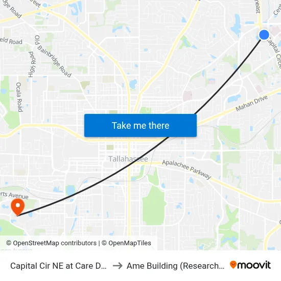 Capital Cir NE at Care Dr Nb to Ame Building (Research #4) map