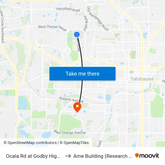 Ocala Rd at Godby High Sb to Ame Building (Research #4) map