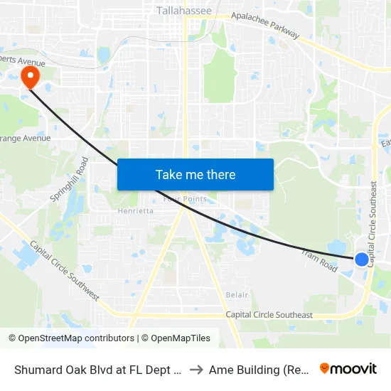 Shumard Oak Blvd at FL Dept Of Revenue Wb to Ame Building (Research #4) map
