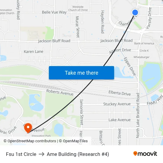 Fsu 1st Circle to Ame Building (Research #4) map