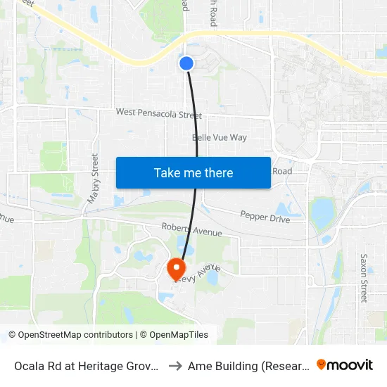 Ocala Rd at Heritage Grove Cir Nb to Ame Building (Research #4) map