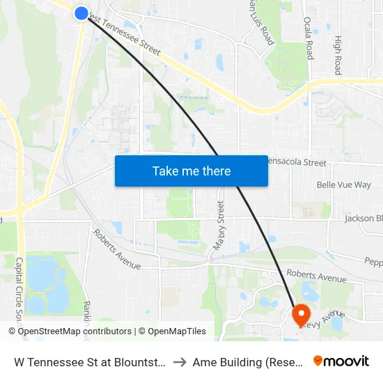 W Tennessee St at Blountstown St Eb to Ame Building (Research #4) map