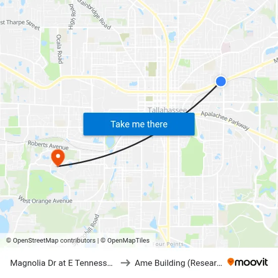 Magnolia Dr at E Tennessee St Sb to Ame Building (Research #4) map
