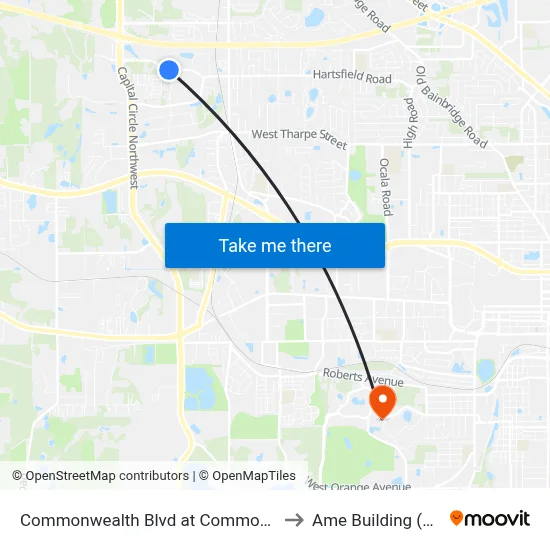 Commonwealth Blvd at Commonwealth Business Dr Eb to Ame Building (Research #4) map